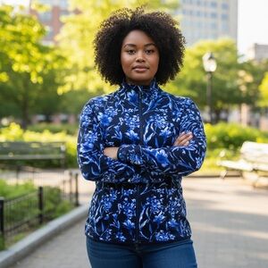 Bylyse - Deep Blue Floral Yoga Jacket -XS (6-8)